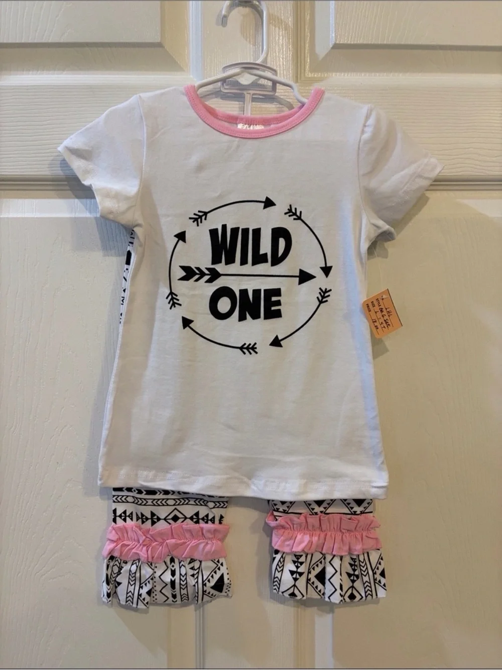 Girls White & Pink 'Wild One' Matching Set